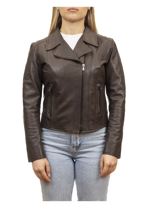 dark brown leather biker PK BY PASKAL | 073NAPPA NAT-T.MORO